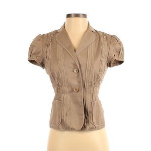 BCBGMAXAZRIA size XS tan ruched cotton blouse / jacket  in exellent condition